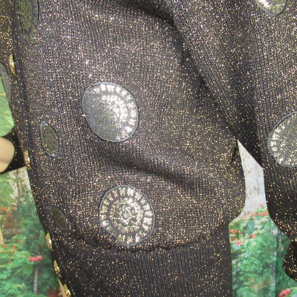 UMI Collections Anne Crimmins black & gold metallic cardigan Gold metal buttons - Picture 9 of 15